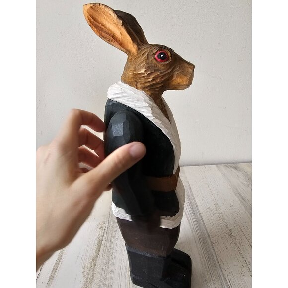 Wooden jointed bunny rabbit shabby chic unique Easter spring decor vintage style - Picture 5 of 9